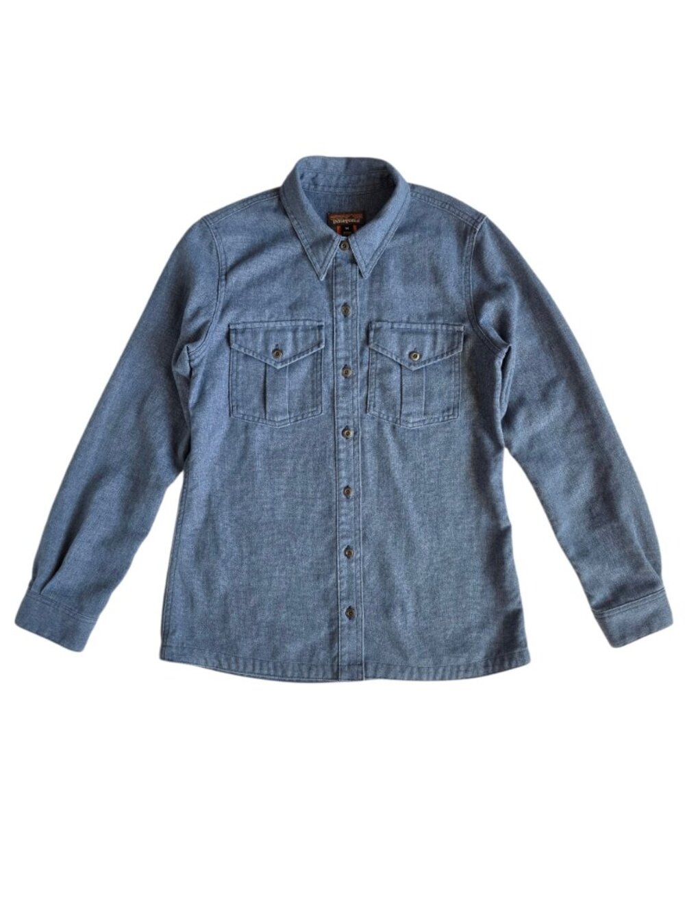 Patagonia Women's Farriers Work Shirt XS Chambray Stone Blue Hemp Blend STY53325